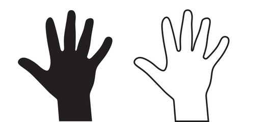 child hand. Baby's hands drawn in a linear style. Vector Illustration.