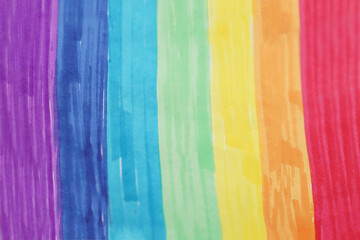 Rainbow drawn with markers. LGBT flag