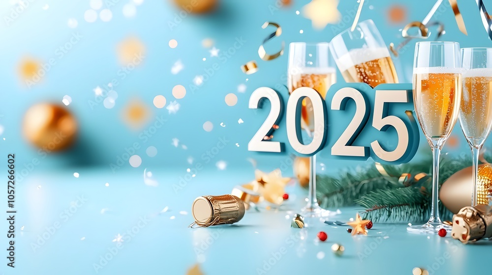 Poster minimalist and modern design featuring a bold geometric 2025 font in a clean stylish layout decorate