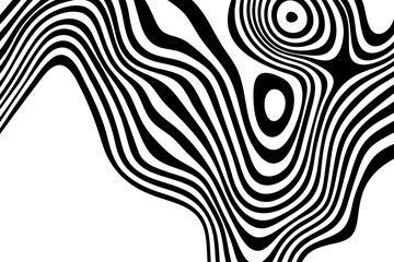 Amazing liquify lines effect on black and white, vector illustration.