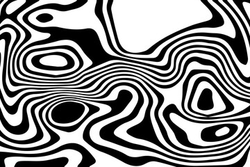 Amazing liquify lines effect on black and white, vector illustration. Eps 10