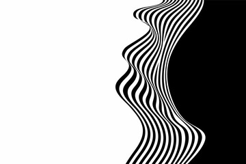 Black and white curved line stripe moving wave abstract background. Eps 10