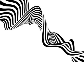 Abstract wave background, black and white wavy stripes or lines design. Optical art. Eps 10