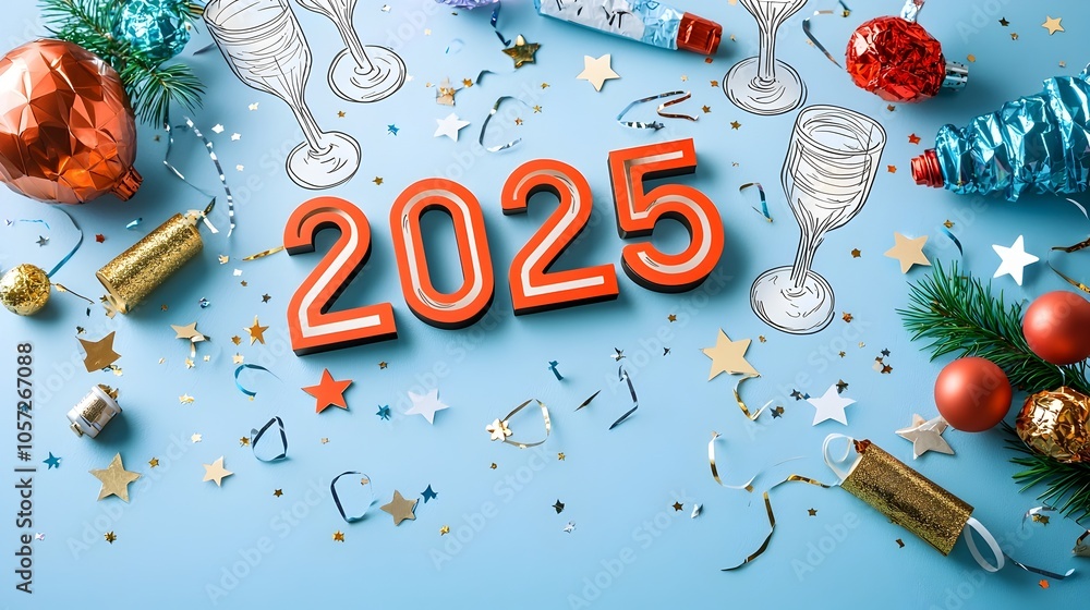 Aufkleber elegant and modern typographic design featuring a sleek geometric 2025 in a minimalist font compleme