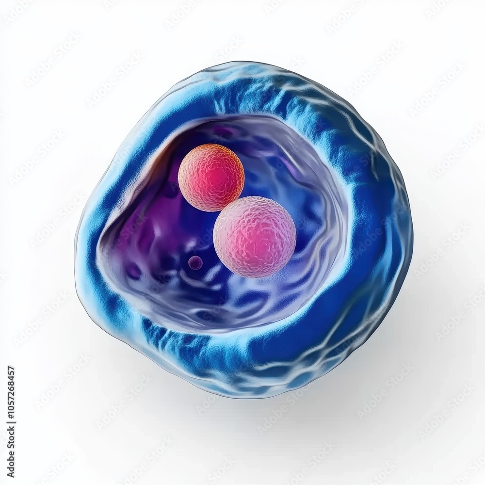 Poster isolated blue cell with unique structures inside
