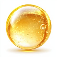 Golden Liquid Oil Bubble in Clear Sphere