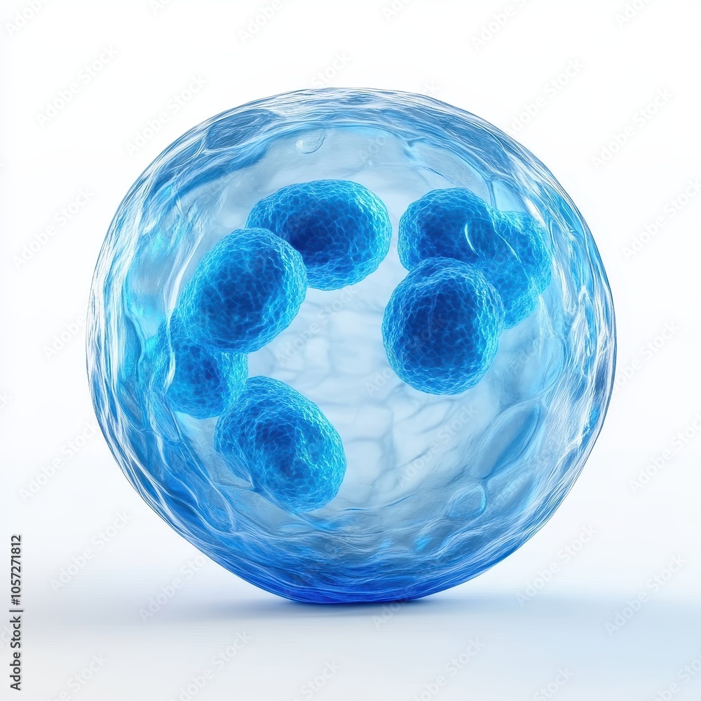 Poster blue isolated cell structure in 3d view