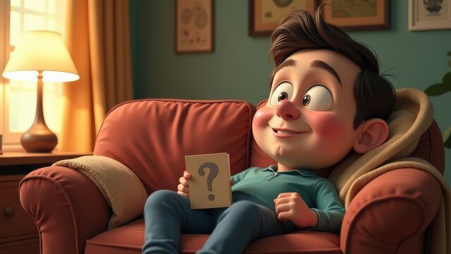 Slacker man lying on sofa