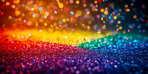 Abstract colorful glittering particles background.
