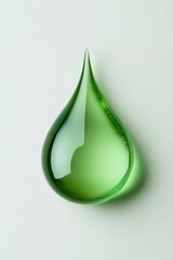 Green Water Drop on White Background