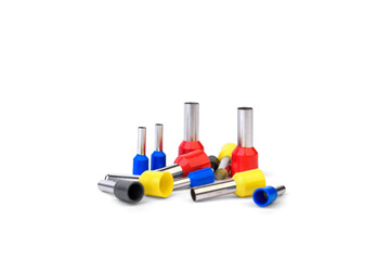 Colorful terminal assortment isolated on white background.