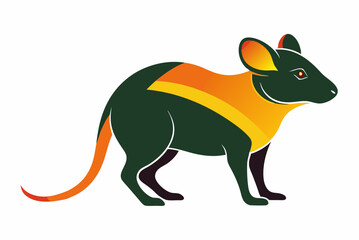 Colorful African Mouse Silhouette Vector on White Background