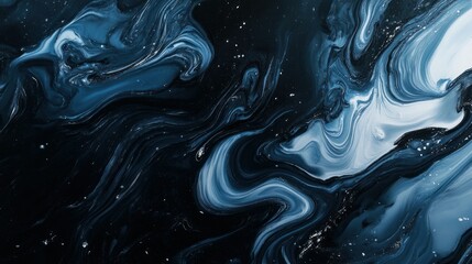 Fototapeta premium Soft blue streaks across black, abstract and smooth