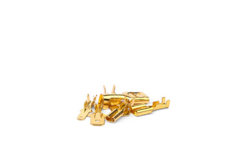 Male and female wiring connectors terminal isolated on white background.