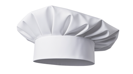 Chef hats in white fabric isolated on transparent background PNG....