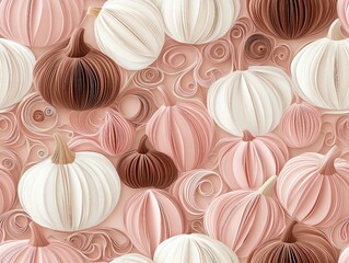 Fototapeta premium seamless pattern of a 3D Pumpkins. 