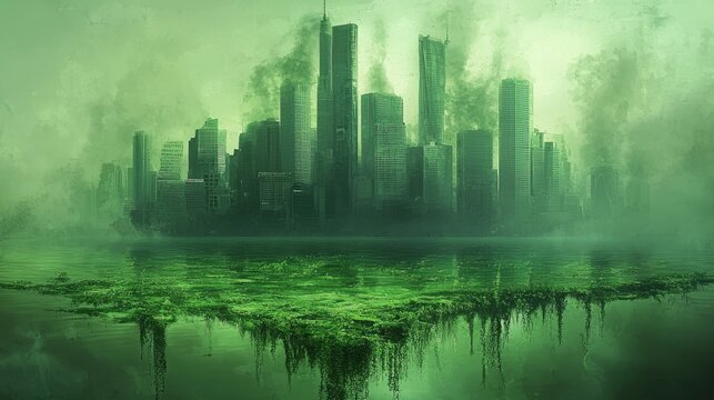 Greenwashing disinformation concept , green color environmentally responsible , generative ai