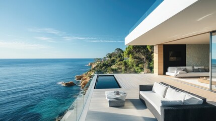 Obraz premium Modern Two-Storey Coastal Residence with Scenic View