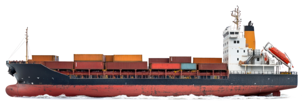 PNG Real coastal container ship containers vessel cargo.
