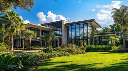 Modern House in Lush Green Landscape
