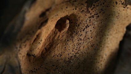 Close-Up of Porous Rock Surface with Natural Indentations