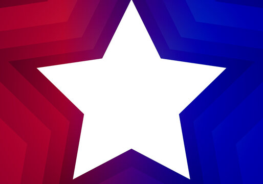 Elecciones de EEUU. Fondo de estrellas escalonadas con los colores de la bandera de EEUU y en el centro una estrella blanca. Pol&iacute;tica americana. Plantilla con los colores de la bandera de EEUU