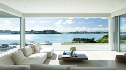 Sleek Modern Coastal House in Auckland with Scenic View