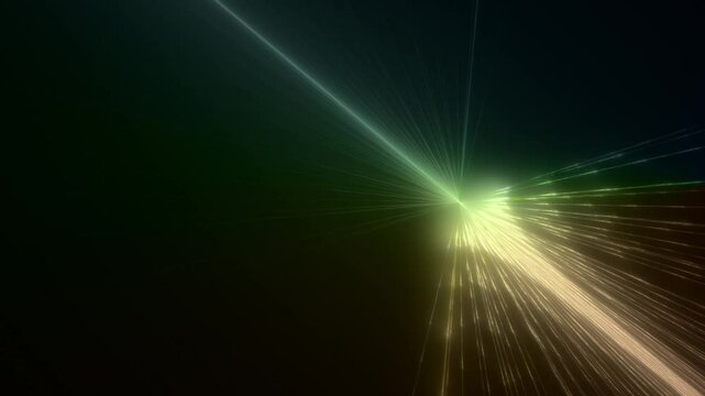 helle Lichtstrahlen treffen sich im Zentrum, Mitte, Laser, Energie, Technologie, Verbindung, Internet, Datentransfer, gr&uuml;n
