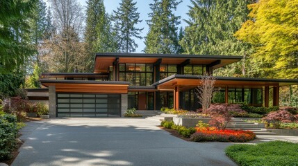 Fototapeta premium Stunning Contemporary House Surrounded by Nature