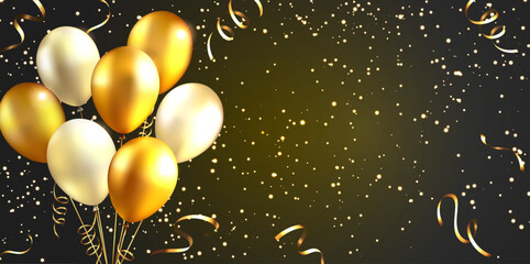 Gold balloons and glitter background  © fromage