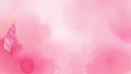 Obraz premium A pastel pink watercolor background with a single feather, creating a soft and dreamy aesthetic suitable for artistic projects. 