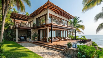 Elegant Two-Level Residence by the Sea