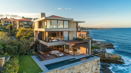 Fototapeta premium Elegant Contemporary Home with Ocean View