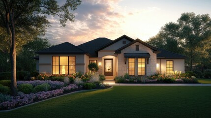 Inviting Residential Home with Lush Landscaping