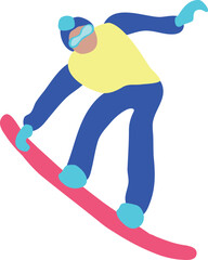 Obraz premium Cartoon Snowboarder vector illustration isolated on white background