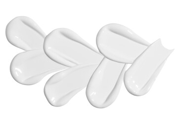 Composition of white cream smears on an empty background. Skincare product, soft and smooth...