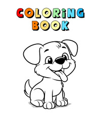 Cute Dog Cartoon , Pet Animal Coloring Page , Dog Animal Coloring Book for Children , Vector Illustration