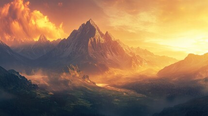 Majestic Mountain Landscape at Sunset