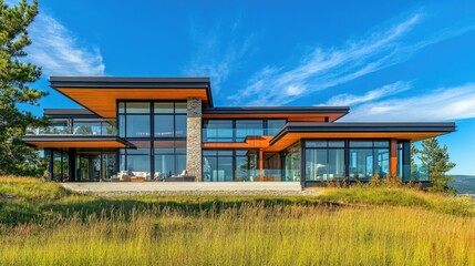 Obraz premium Innovative Contemporary House Surrounded by Nature