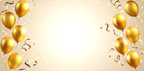 Gold balloons and glitter background  © fromage