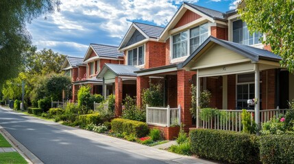Obraz premium Scenic Suburban View of Charming Residential Homes