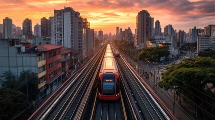 Fototapeta premium Automated public transport system Promote environmentally friendly mass transit systems and sustainable transport solutions in South America.