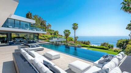 Fototapeta premium Modern Stylish Residence with Ocean View and Pool
