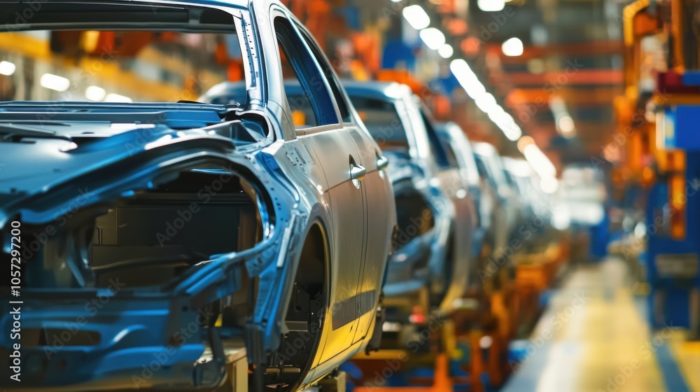Poster automotive factory worker using computer-aided design software