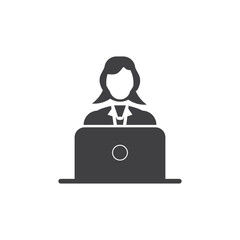 Blogger with laptop icon in black simple design