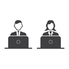 Business Professionals Working Together on Laptop