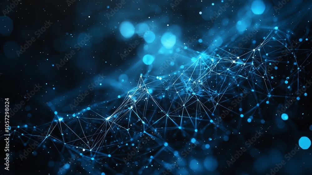 Poster digital brain with interconnected nodes and abstract design