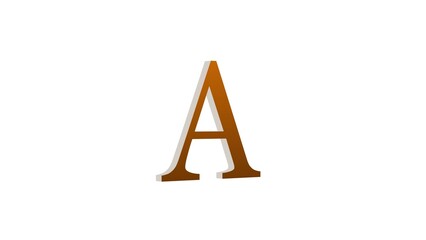 3d A letter logo loopable brown color white background