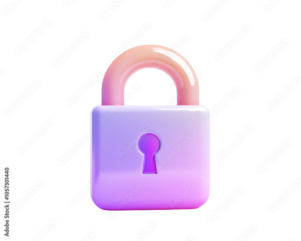 Aufkleber colorful 3d padlock with gradient design, symbolizing security and protection. this modern lock feat