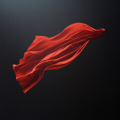 Fototapeta premium A superhero red cape, the fabric is floating in the air in a dynamic way. 